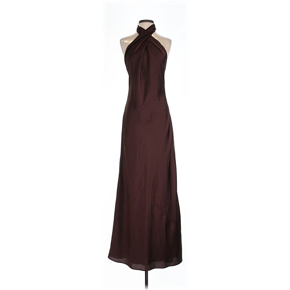 Show Me Your Mumu Jasmine Halter Maxi Dress Chocolate Luxe Satin XXS - Picture 4 of 8